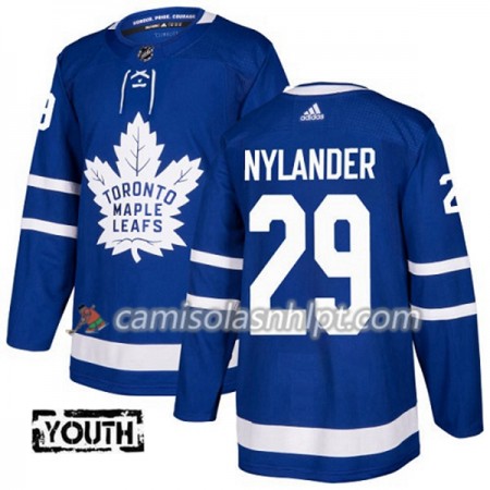Camisola Toronto Maple Leafs William Nylander 29 Adidas 2017-2018 Azul Authentic - Criança